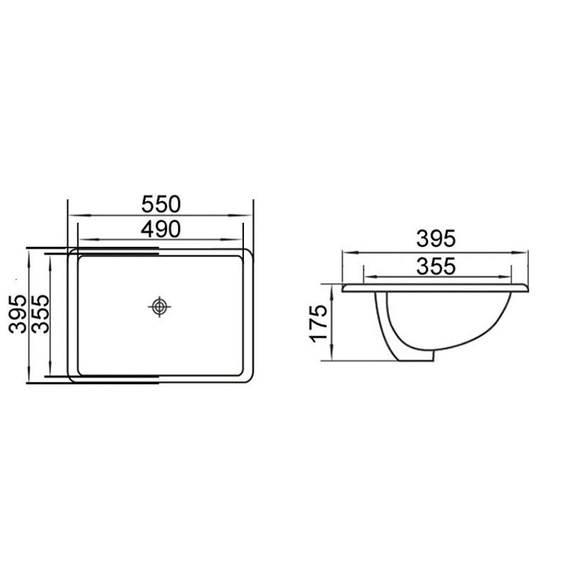 Serpa White Ceramic Large Rectangular Inset Basin 550mm x 400mm - Trusted Building Supplies