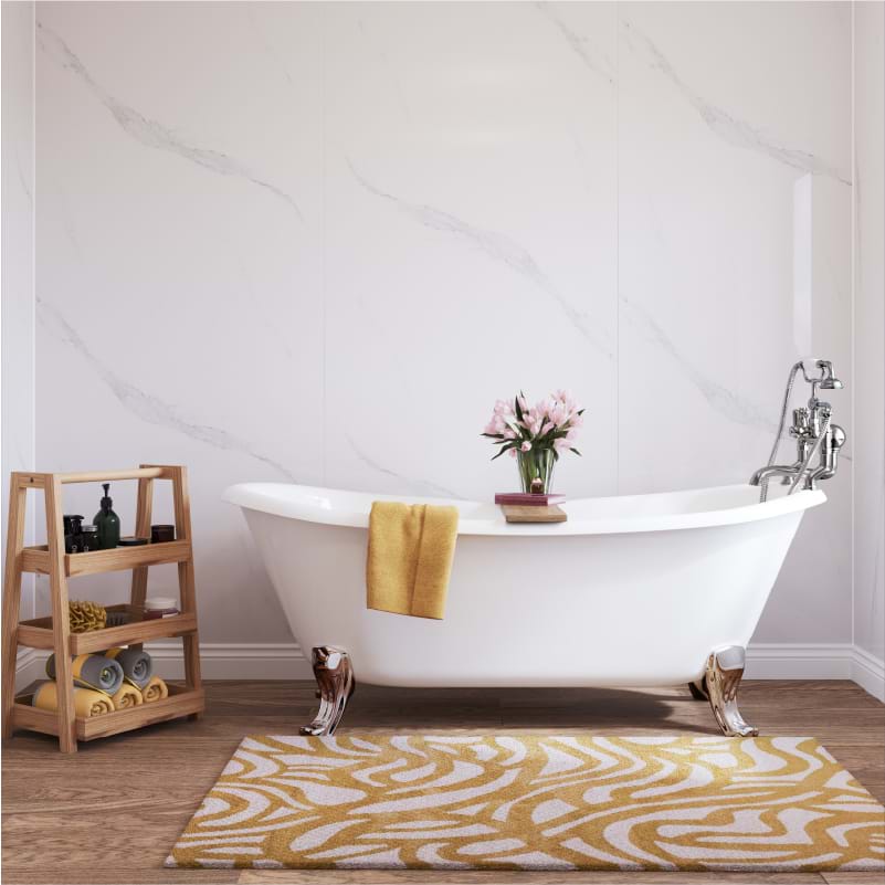 Splashpanel Carrara Marble Gloss PVC wall panels in a bathroom setting