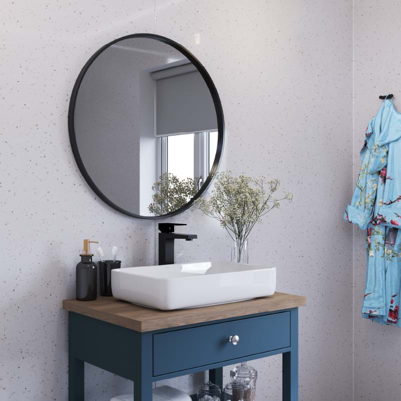 Splashpanel Quartz Stone Gloss PVC wall panels in a bathroom setting
