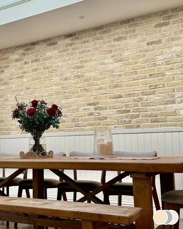 The Brick Tile Company Brick Slip Blend 10 Cream Blend - Pack of 35 - Trusted Building Supplies