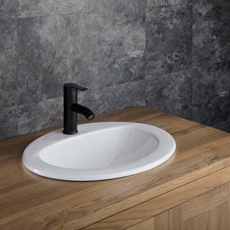 Vida White Ceramic Oval Basin 520mm x 430mm - Trusted Building Supplies