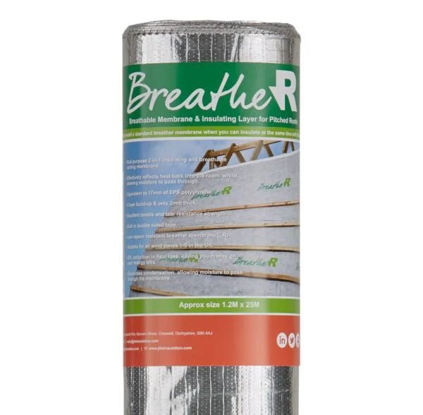 YBS Breathe - R Insulation & Breather Membrane - 1.2m x 25m - Trusted Building Supplies
