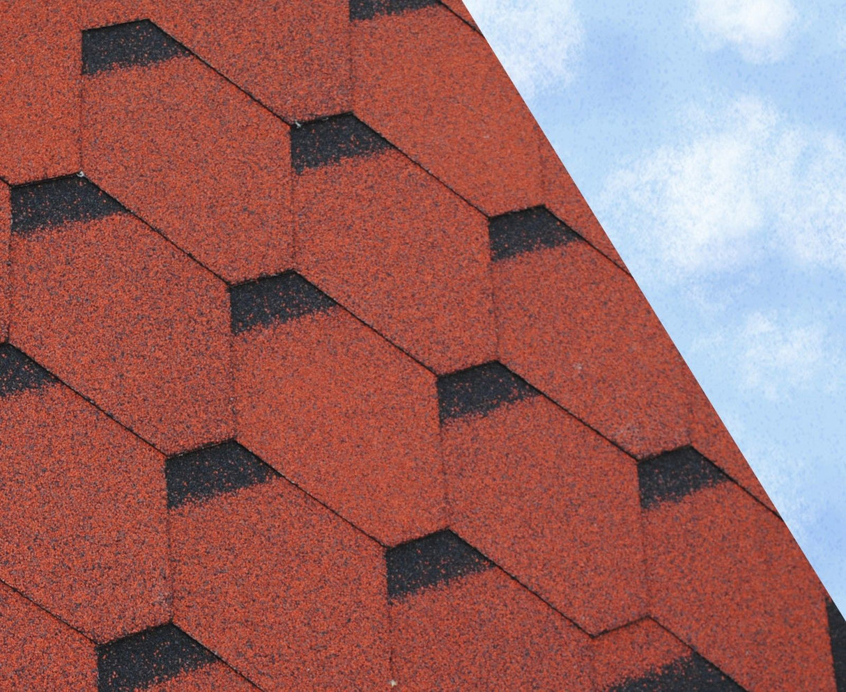 Trusted Hexagonal Bitumen Roof Shingles - Shadowed Red (2.4m2 Pack)