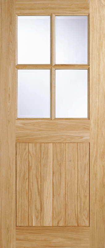 LPD Cottage 4L Unfinished Oak Glazed External Front Door - Trusted Building Supplies