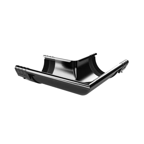 RoofArt 125mm Half Round Black Steel Guttering 90 Degree Corner