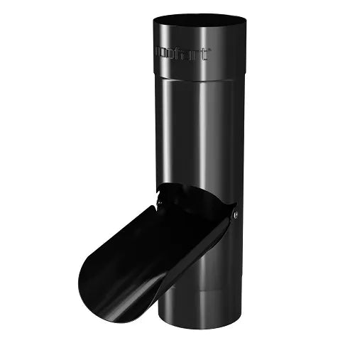 RoofArt 87mm Round Black Steel Rainwater Diverter