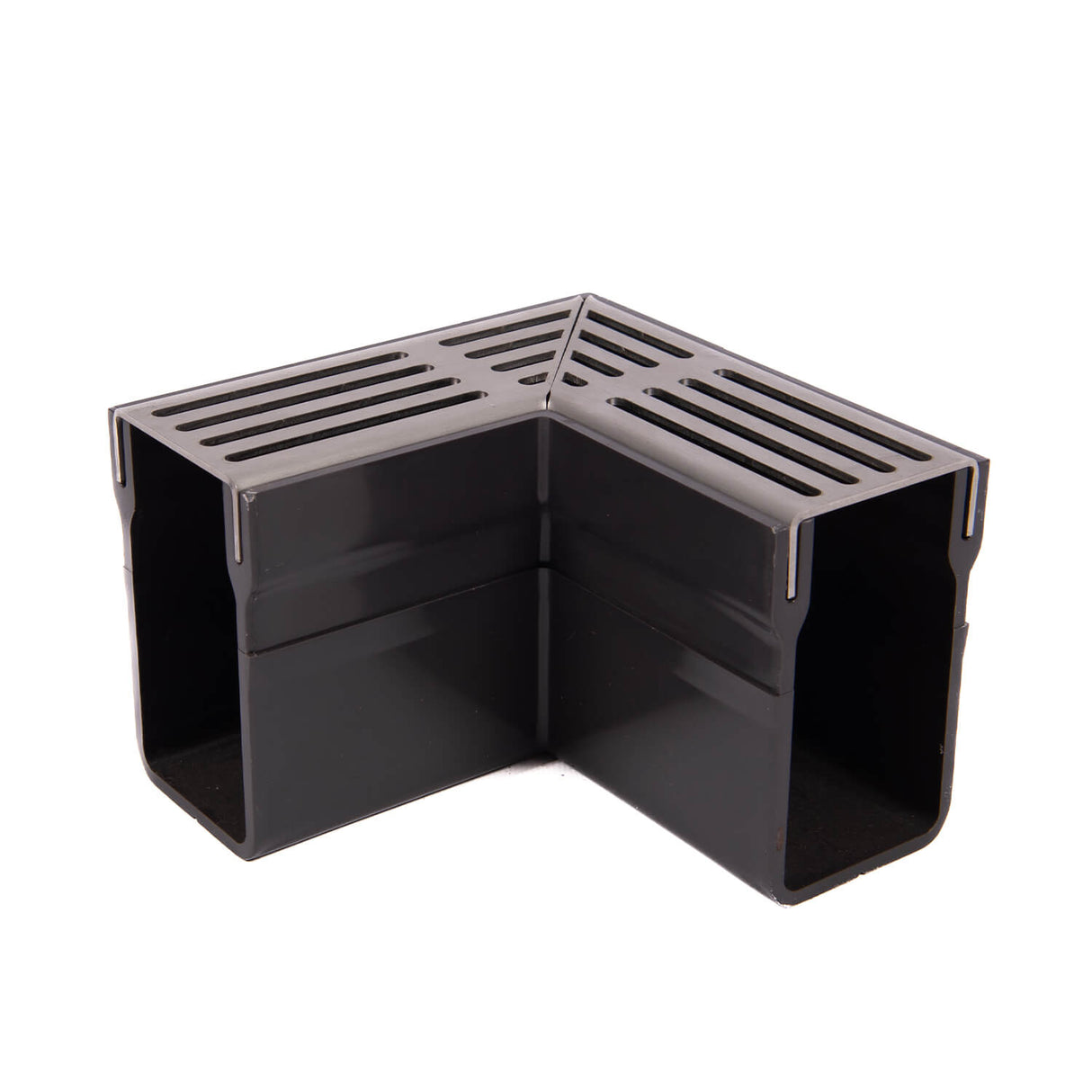 Alusthetic Threshold Channel Drain Corner with Stainless Steel Grating