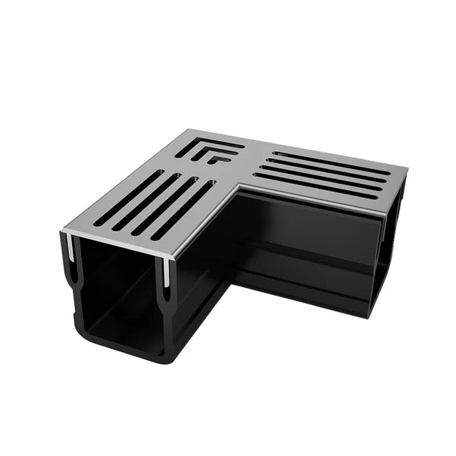 Alusthetic Mini Threshold Channel Drain Corner with Aluminium Grating - Trusted Building Supplies