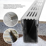 Alusthetic Threshold Channel Drain with Aluminium Grating - 1000mm - Trusted Building Supplies