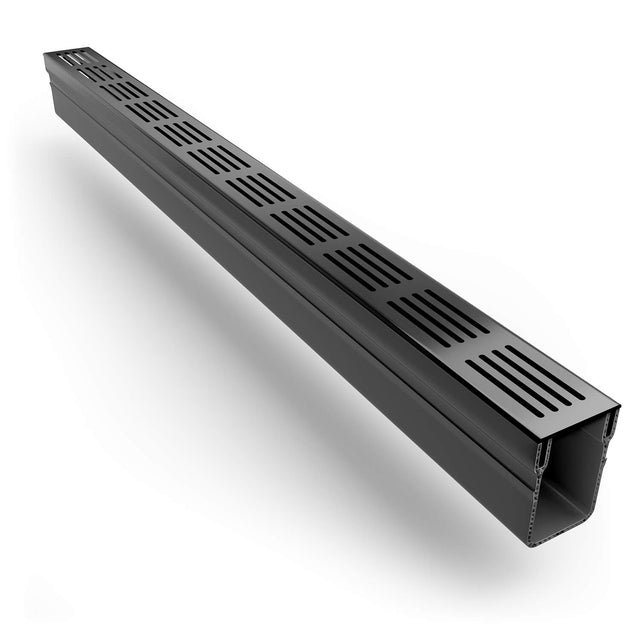 Alusthetic Threshold Channel Drain with Aluminium Grating - 1000mm - Trusted Building Supplies