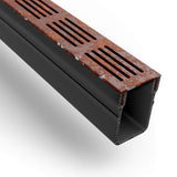 Alusthetic Threshold Channel Drain with CorTen Steel Grating - 1000mm - Trusted Building Supplies