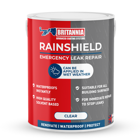 Britannia Paints Rainshield clear emergency roof leak repair coating, 5 litre