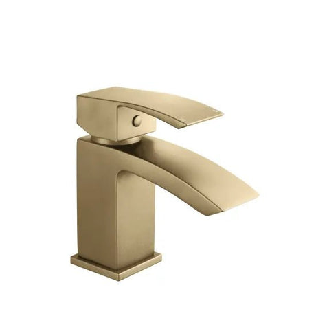 Cascade Brushed Brass Mono Basin Mixer Tap with Push Button Waste TSI815 - Trusted Building Supplies