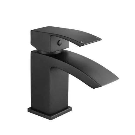 Cascade Matt Black Mono Basin Mixer Tap with Push Button Waste - Trusted Building Supplies