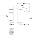 Cascade Matt Black Mono Basin Mixer Tap with Push Button Waste - Trusted Building Supplies