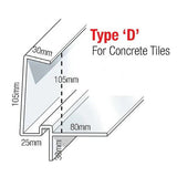 Continuous Dry Verge D Type for Deep Profile Concrete Tiles - 5m - Trusted Building Supplies