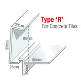 Continuous Dry Verge R Type for Concrete Tiles - 5m - Trusted Building Supplies
