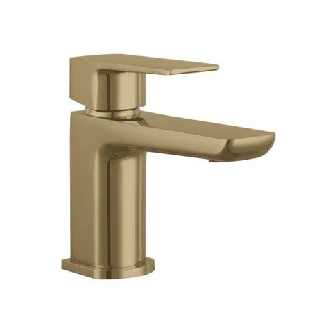 Contour Brushed Brass Mono Basin Mixer Tap with Push Button Waste - Trusted Building Supplies