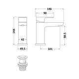 Contour Chrome Mono Basin Mixer Tap with Push Button Waste - Trusted Building Supplies