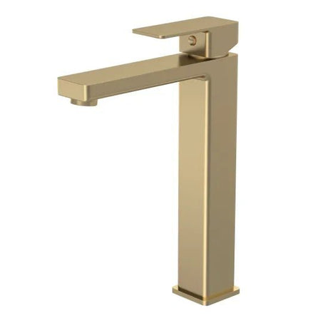 Edge Brushed Brass High - Rise Mono Basin Mixer Tap - Trusted Building Supplies