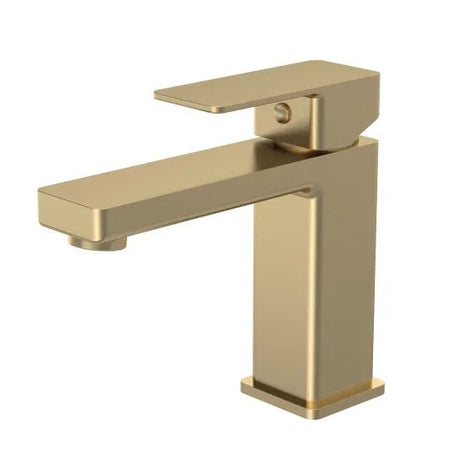Edge Brushed Brass Mono Basin Mixer Tap with Push Button Waste - Trusted Building Supplies