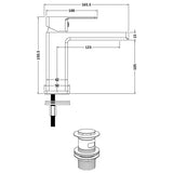 Edge Brushed Brass Mono Basin Mixer Tap with Push Button Waste - Trusted Building Supplies