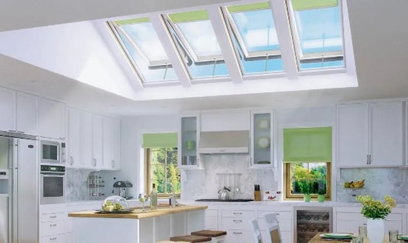 FAKRO FTU - V Z - Wave P2 White PU Coated Electric Double Glazed Centre Pivot Roof Window - Trusted Building Supplies