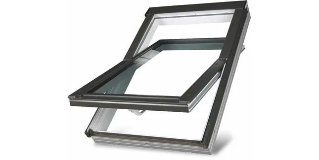 FAKRO PTP - V P2 White PVC Double Glazed Centre Pivot Roof Window - Trusted Building Supplies
