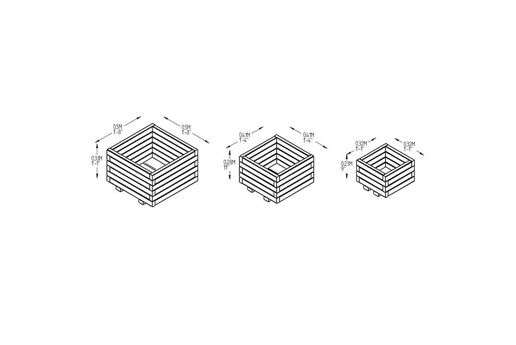 Forest Garden Kendal Square Planter - Set of 3 - Trusted Building Supplies