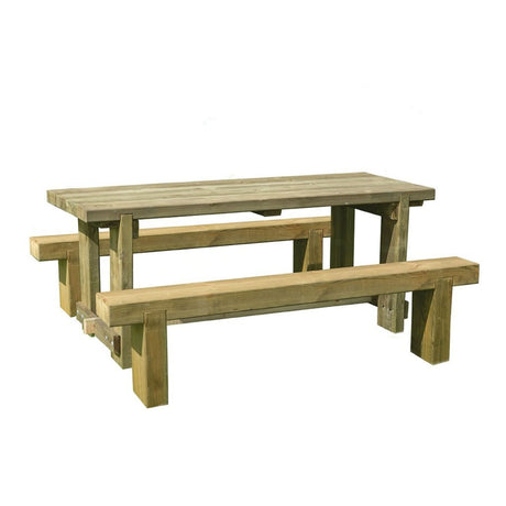Forest Garden Refectory Table & Sleeper Bench Set - 1.8m - Trusted Building Supplies