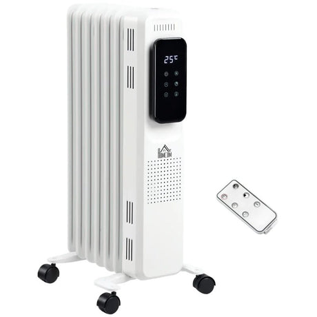 HOMCOM 1500W Digital Oil Filled Radiator - White - Trusted Building Supplies