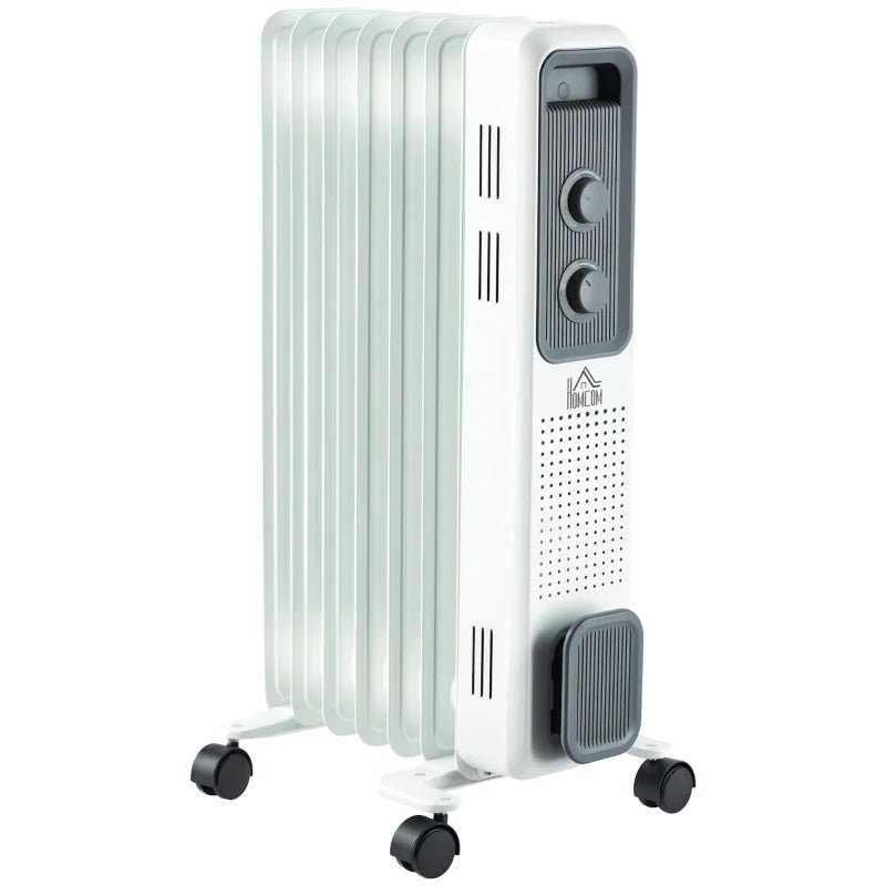 HOMCOM 1500W Portable Oil Filled Radiator - 7 Fin - Trusted Building Supplies