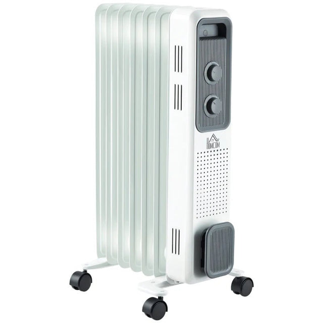 HOMCOM 1500W Portable Oil Filled Radiator - 7 Fin - Trusted Building Supplies
