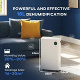 HOMCOM 16L Dehumidifier with Air Purifier and 5.5L Tank - Trusted Building Supplies