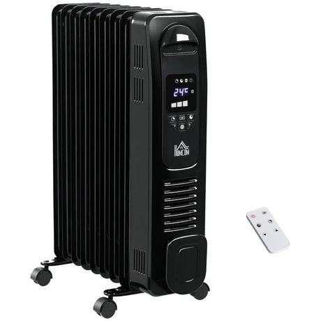 HOMCOM 2000W Digital Oil Filled Radiator - Black - Trusted Building Supplies