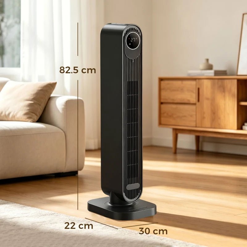 HOMCOM 2000W Portable Ceramic Tower Heater - Black - Trusted Building Supplies