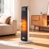 HOMCOM 2000W Portable Flame Effect Ceramic Heater - Beige - Trusted Building Supplies