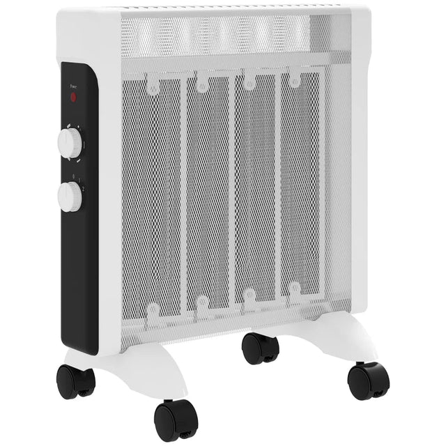 HOMCOM 2000W Portable Mica Panel Heater - White - Trusted Building Supplies