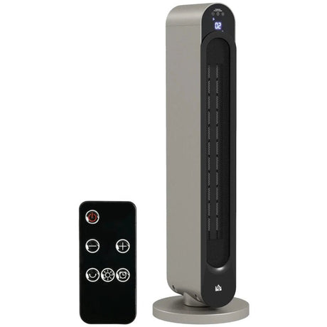 HOMCOM 2200W Portable Ceramic Tower Heater - Silver - Trusted Building Supplies