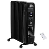 HOMCOM 2500W Digital Oil Filled Radiator - Black - Trusted Building Supplies