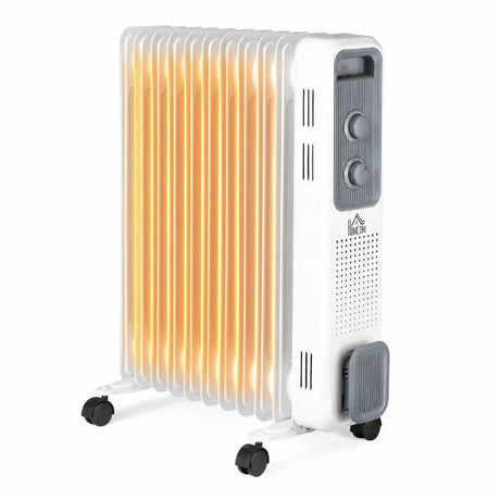 HOMCOM 2500W Portable Oil Filled Radiator - 11 Fin - Trusted Building Supplies