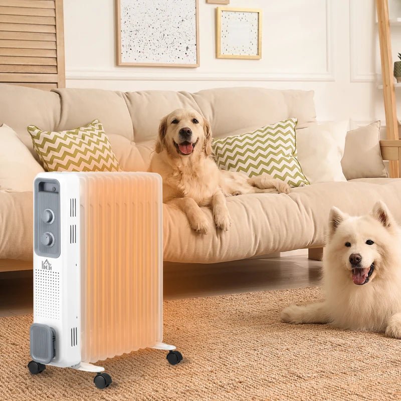 HOMCOM 2500W Portable Oil Filled Radiator - 11 Fin - Trusted Building Supplies
