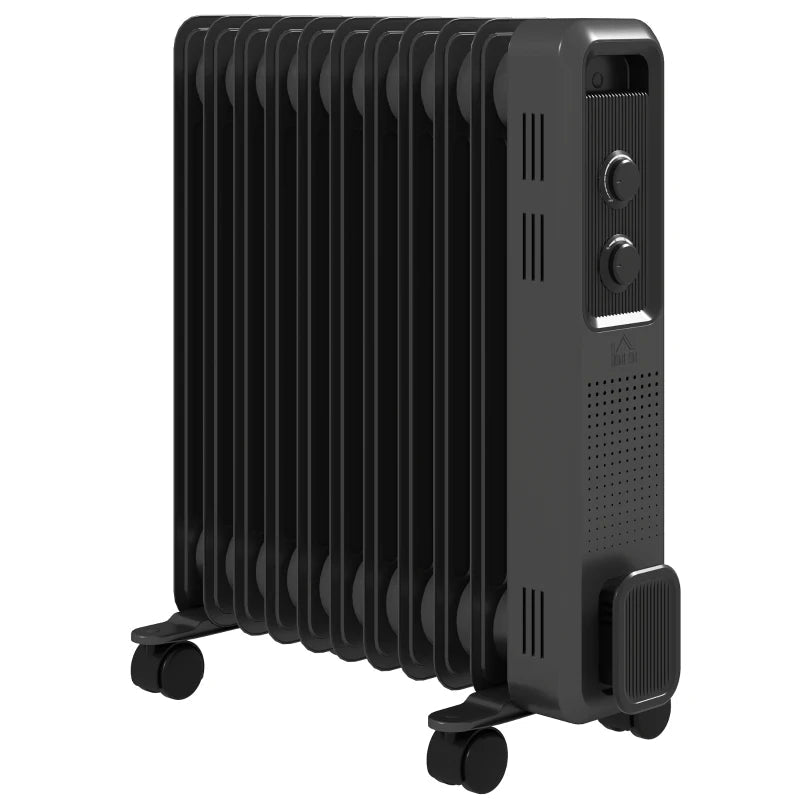 HOMCOM 2500W Portable Oil Filled Radiator - 11 Fin - Trusted Building Supplies