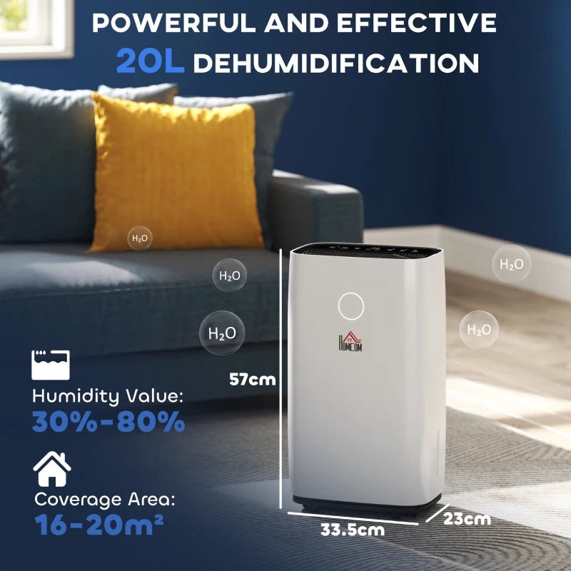 HOMCOM Portable Dehumidifier with 4L Tank and Sleep Mode - Trusted Building Supplies