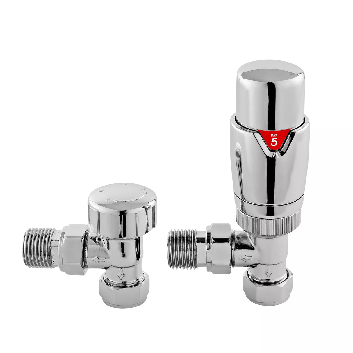 Hudson Reed Chrome Angled Thermostatic Radiator Valve Pack Pair - Trusted Building Supplies
