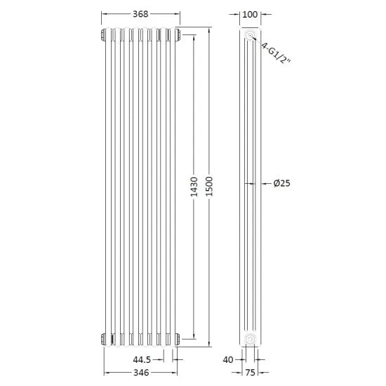 Hudson Reed Colosseum Traditional White Triple Column Radiator - 1500mm x 368mm - Trusted Building Supplies