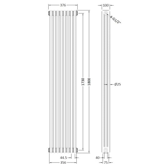 Hudson Reed Colosseum Traditional White Triple Column Radiator - 1800mm x 368mm - Trusted Building Supplies