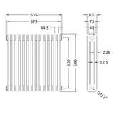Hudson Reed Colosseum Traditional White Triple Column Radiator - 600mm x 605mm - Trusted Building Supplies