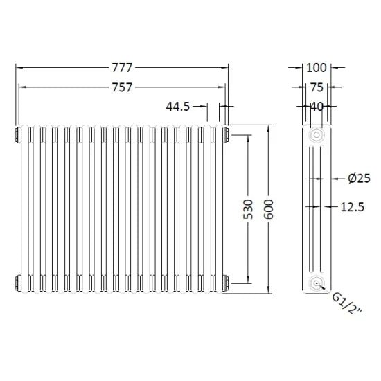 Hudson Reed Colosseum Traditional White Triple Column Radiator - 600mm x 777mm - Trusted Building Supplies