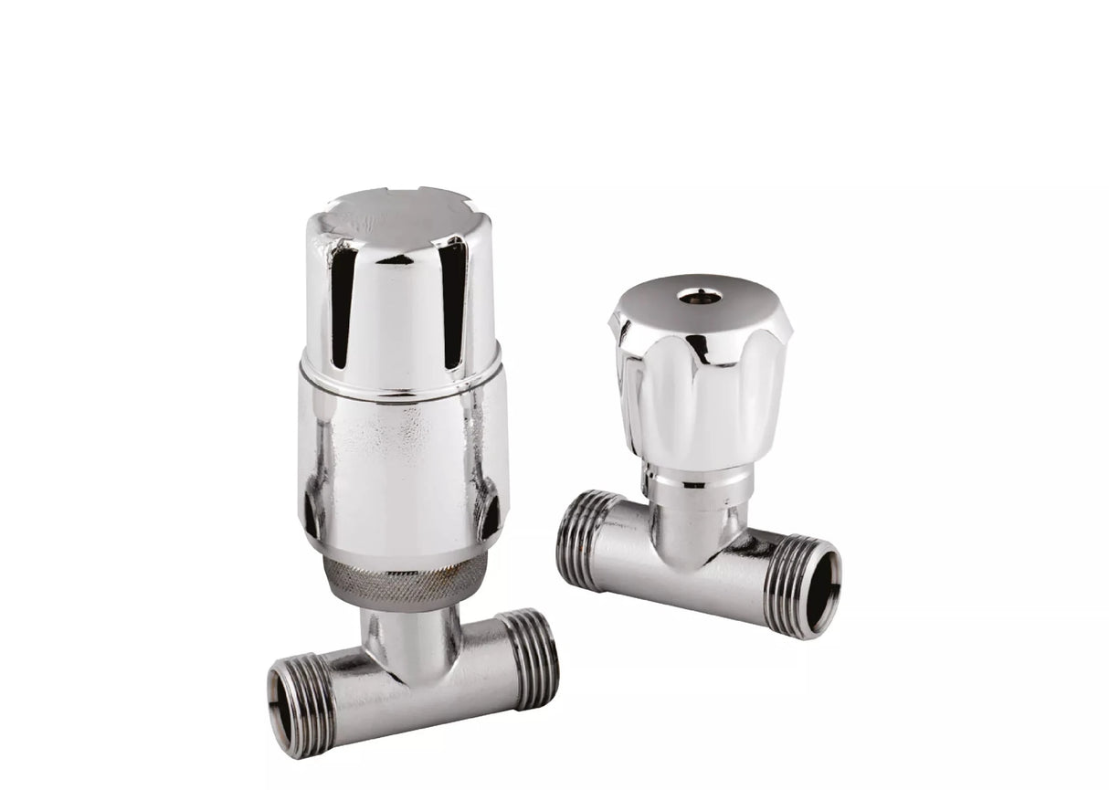 Hudson Reed Contemporary Chrome Straight Radiator Valve Pack Pair - Trusted Building Supplies